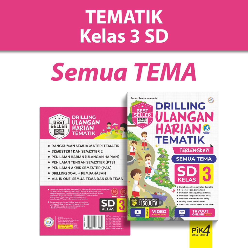 Buku drilling ulangan harian tematik kelas 3 SD MI (update dari Top Fokus) K13 untuk murid dan guru