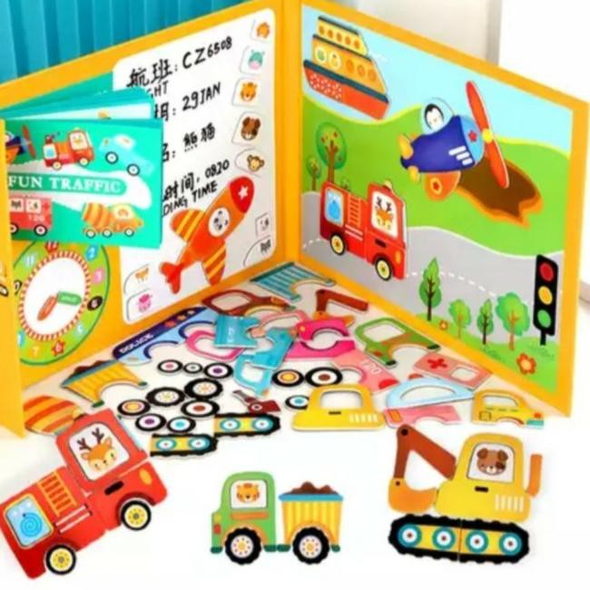 

Puzzle magnetic book - Papan tulis puzzle magnet - Buku magnetik anak - fun animal 4S3