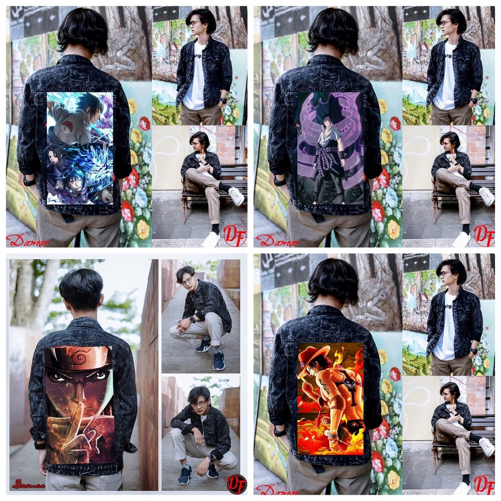 jaket jeans pria terbaru 2022 bergambar naruto /jaket pria printing/ jaket jeans pria bergambar terbaru/ jaket pria keren/ jaket pria denim jeans bergambar belakang