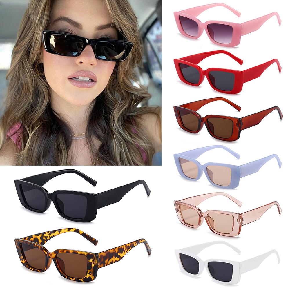 Lily Rectangle Sunglasses Retro Uv400Warna Perlindungan Perlindungan Perlindungan Mengemudi Kacamata