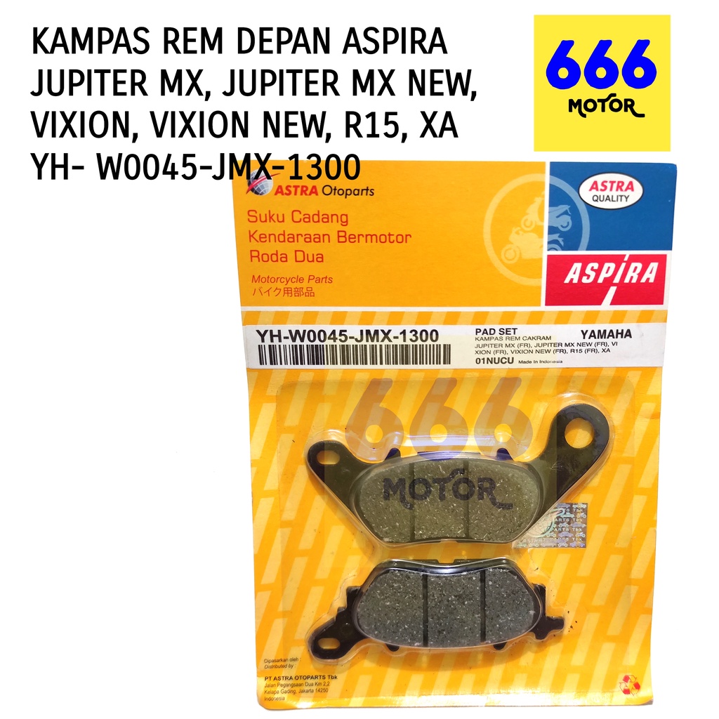 KAMPAS REM DEPAN JUPITER MX JUPITER MX NEW VIXION VIXION NEW R15 XA (YH-W0045-JMX-1300) ASPIRA (ASLI)