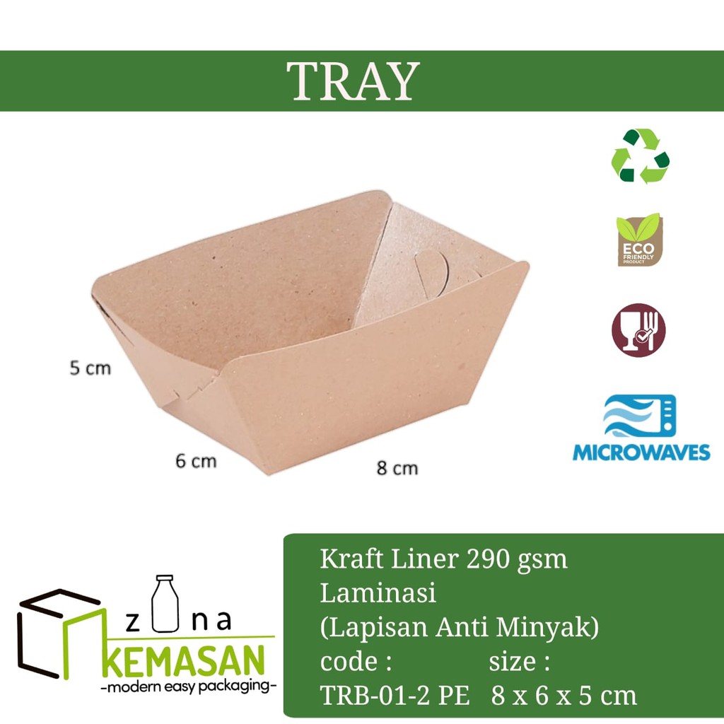 

KEMASAN BOX DUS KOTAK TRAY MAKANAN FRENCH FRIES KENTANG 8x6x5 cm KRAFT 290 gsm LAMINASI
