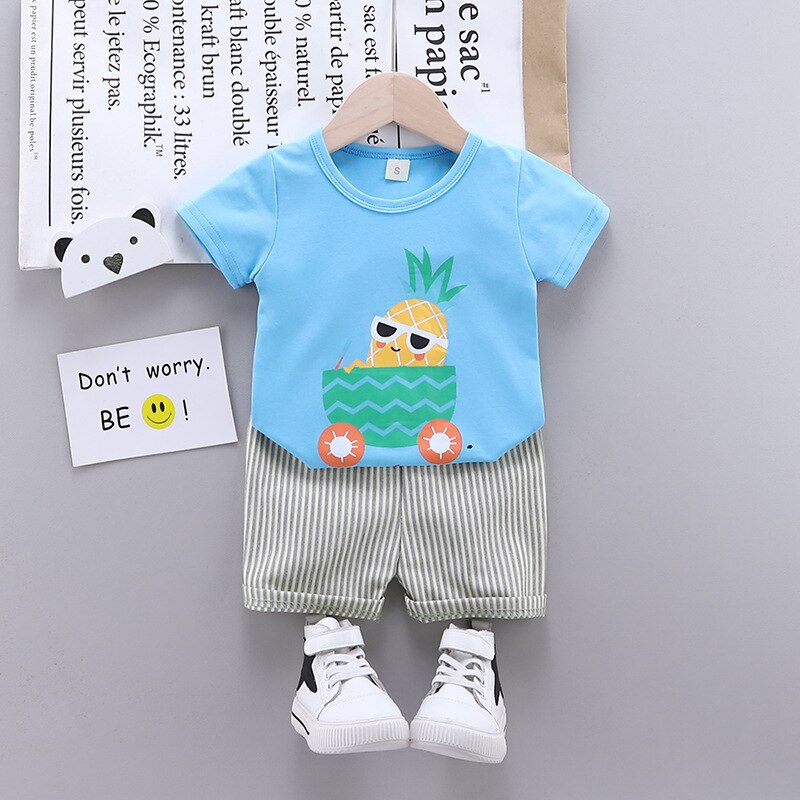 [ PRODUK IMPORT 100% ] SETELAN BAJU ANAK LAKI LAKI BAJU ANAK PEREMPUAN Set Motif NANAS 013  Baju Anak Berkualitas etelan Anak 8 Bulan - 4 Tahun