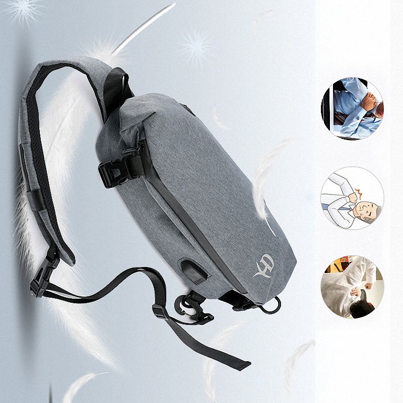 Highland Tas Selempang Pria Casual Slingbag USB Charge Anti Air Tas Bahu Pria Santai Travel Handbag Shoulder Bag Import TS711