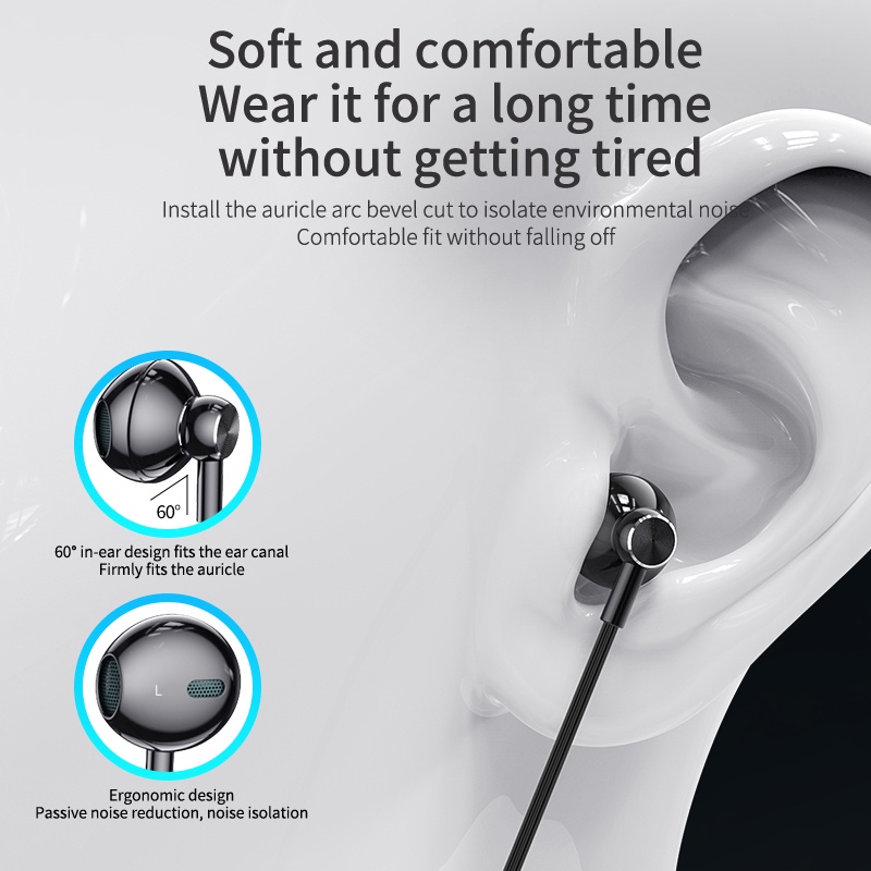 Earphone In ear Bahan Metal Dengan Mic Dan Jack 3.5mm Untuk Olahraga