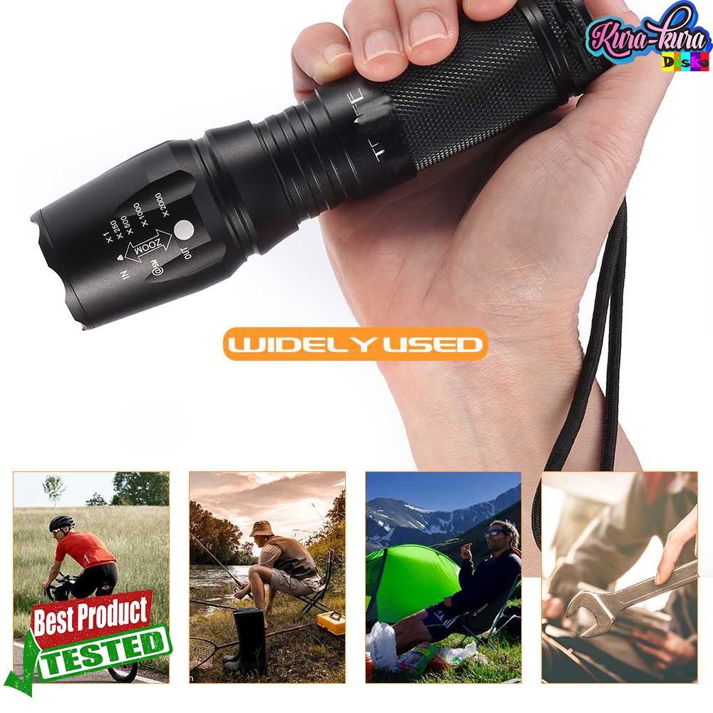 TaffLED Senter Tactical XML-T6 3000 Lm+Baterai+Charger+Box-E97