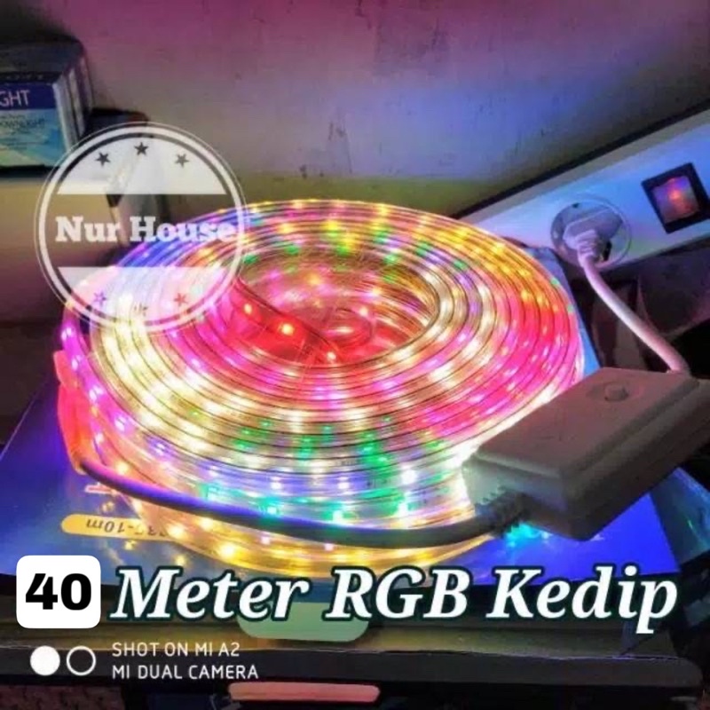 Lampu selang RGB 40 Meter Led Strip RGB 8 Mode Kedip