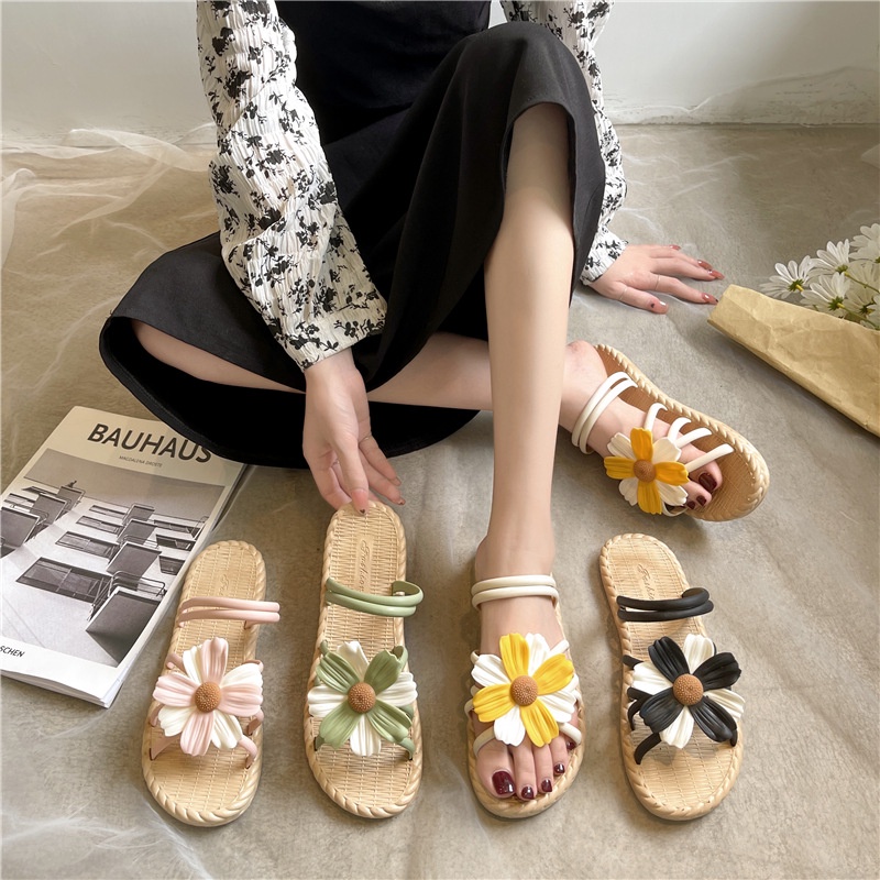 BOSJKT0059 Sandal Karet Wanita Tali Motif Bunga