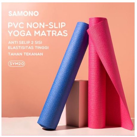 Samono Matras Yoga Mat Ketebalan 6mm Anti Selip 2 Sisi Senam Yogamat Karpet Fitness Tahan Tekanan Matras Alas Olahraga Bahan PVC SYM10