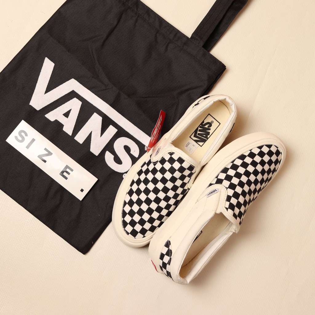Paket 100% Import Vans Slip On Mono Checkerboard  + Tote Bag Vans