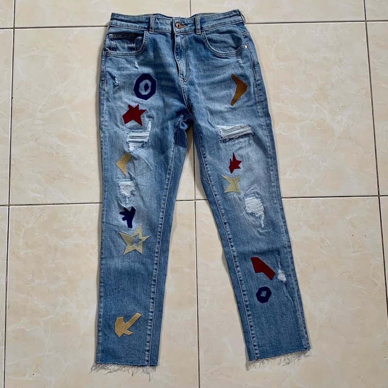 zara basic ripped jeans