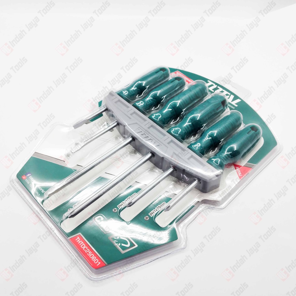 TOTAL 250601 Screwdriver Set 6 Pcs Obeng Plus Minus Isi 6Pcs