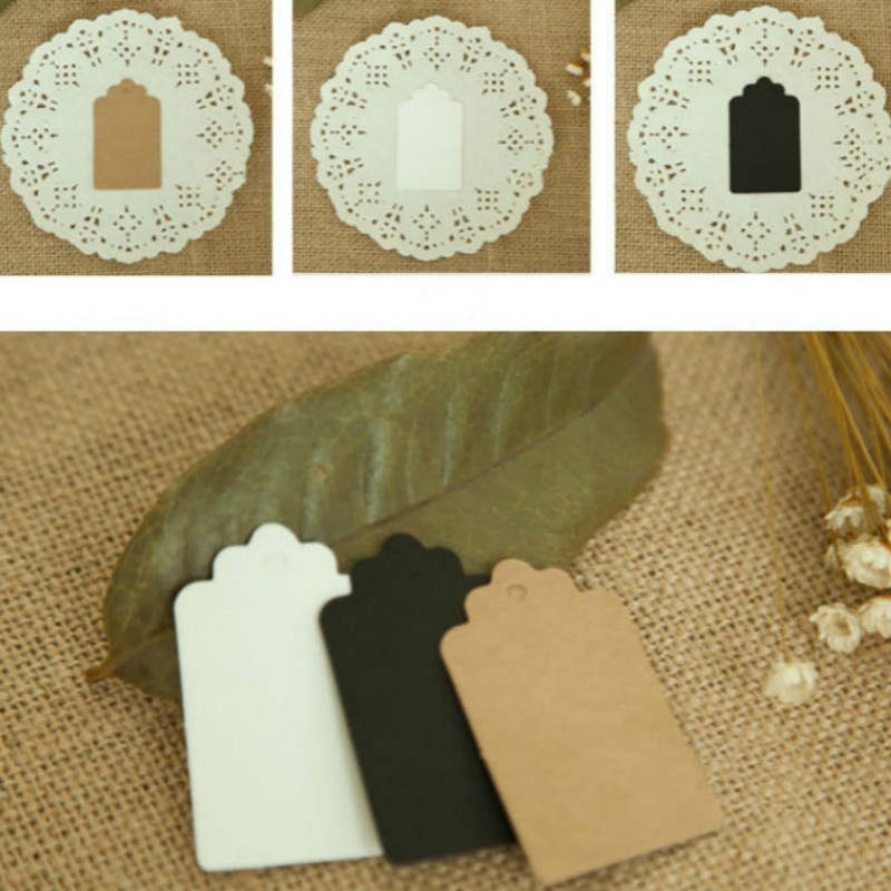 100pcs/lot Blank Kraft Paper Hanging Tag DIY Gift Card Name Note Label 5*3cm