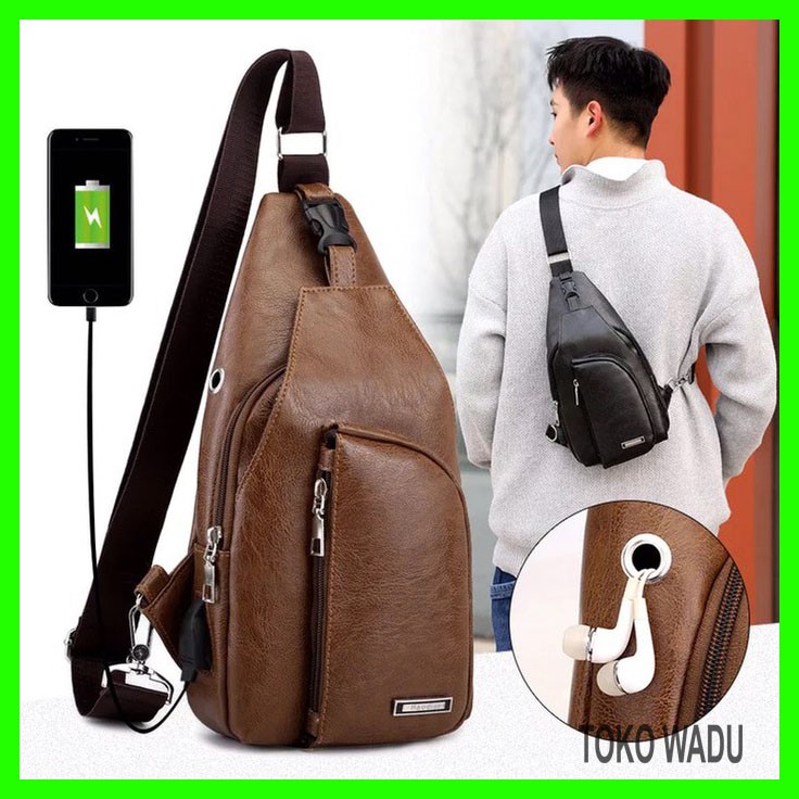 TAS SELEMPANG / TAS SELEMPANG PRIA / SLING BAG / TAS SELEMPANG IMPORT / TAS SELEMPANG USB