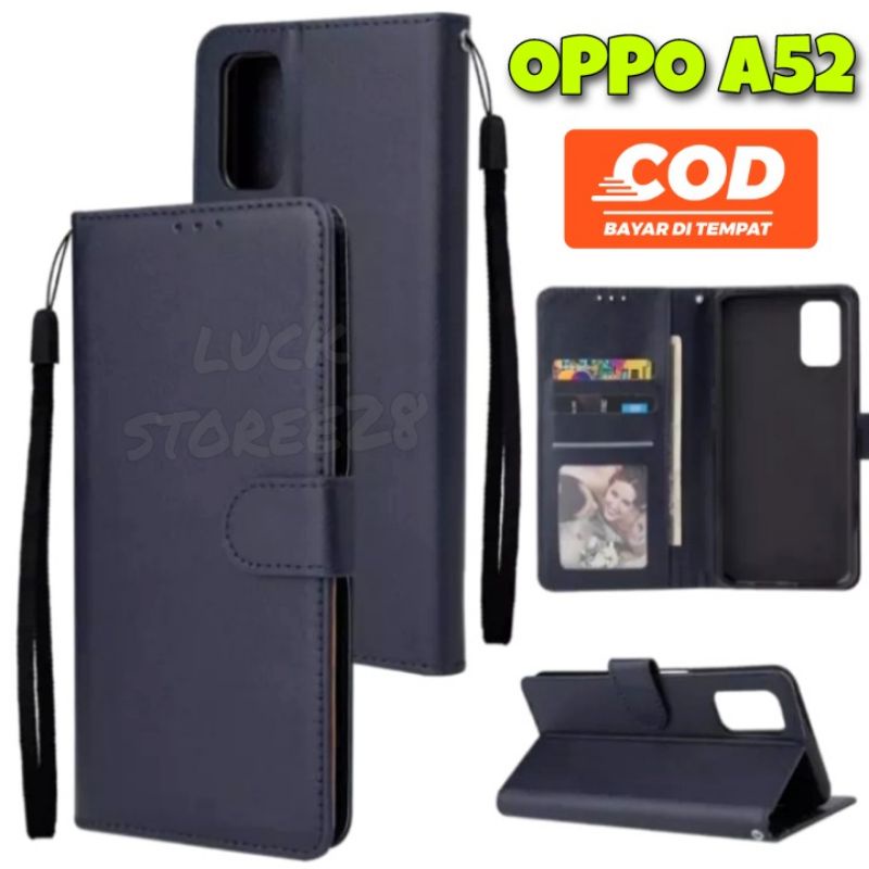 [COD] CASE Oppo A52 2020 / A92 2020 Sarung Buku Flip Leather Case Wallet Case Flip Casing Dompet Sarung Buku Hp