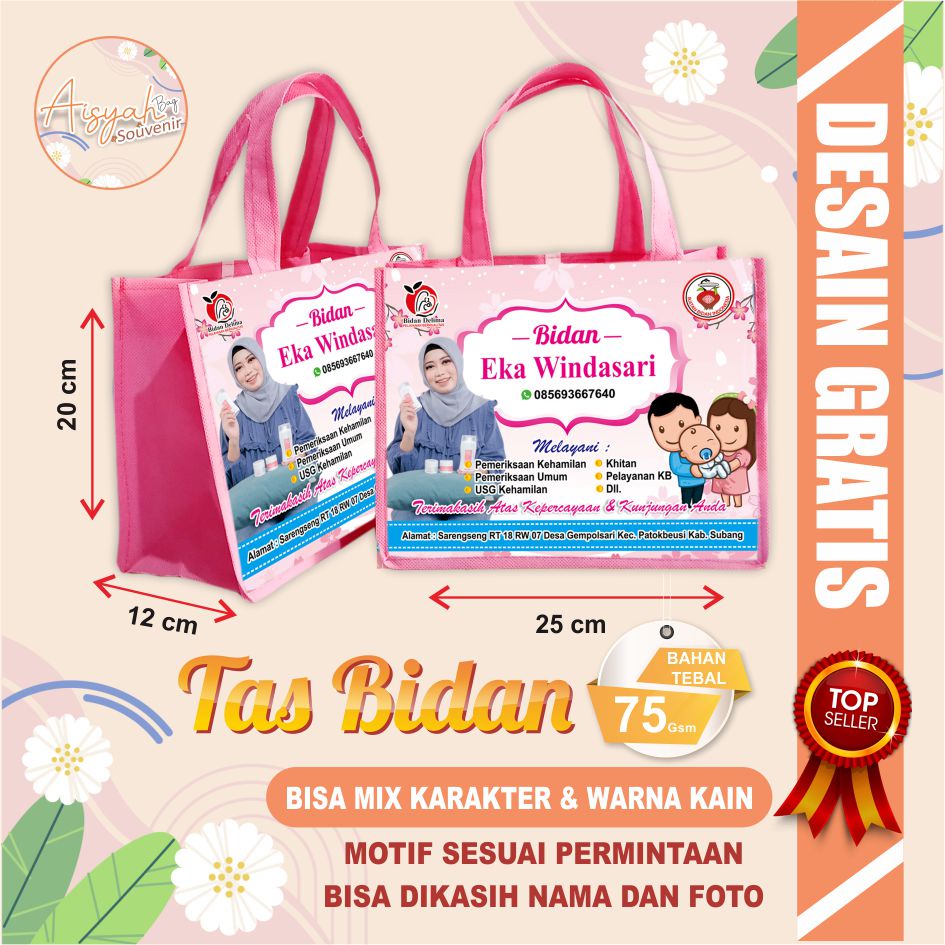 

tas bidan / tas souvenir bidan / tas bidan custom / tas bidan terlaris