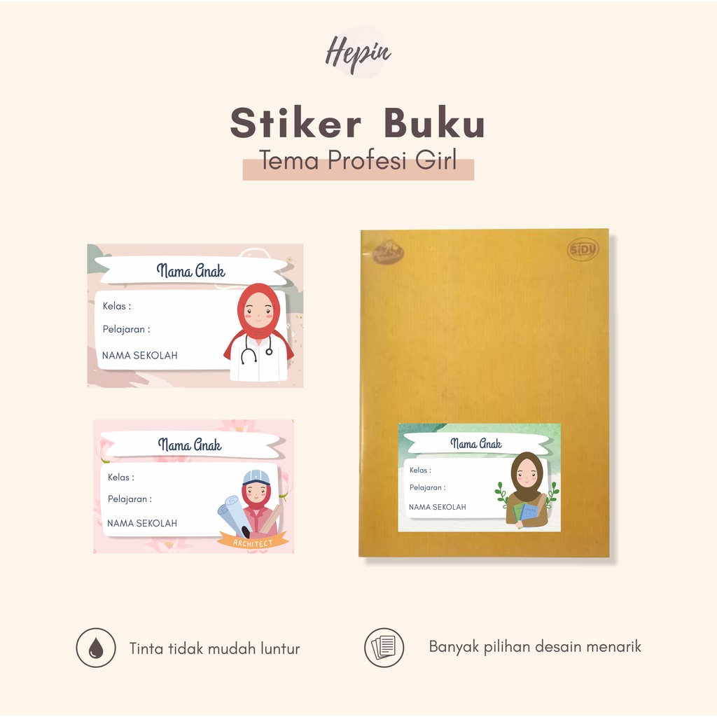 

(30pcs)Stiker mata pelajaran dan label buku pelajaran edisi PROFESI GIRL/murah