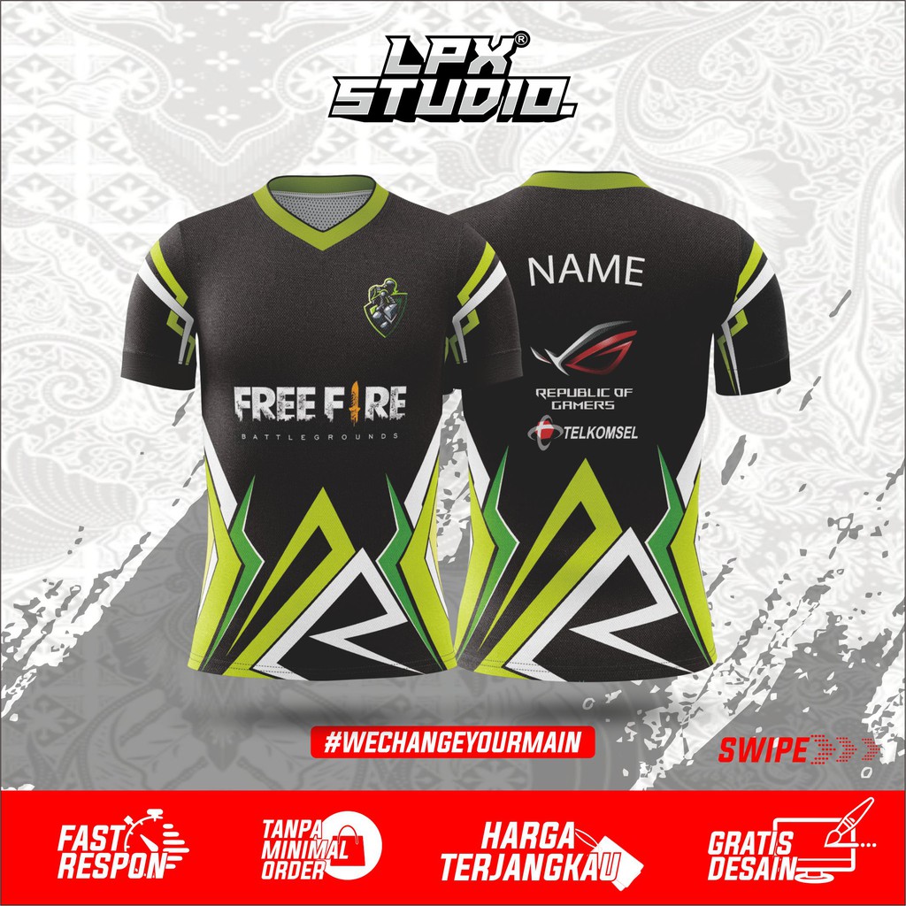 Jersey Gaming Free Fire Murah | Bisa Cod Free Custom Name Set