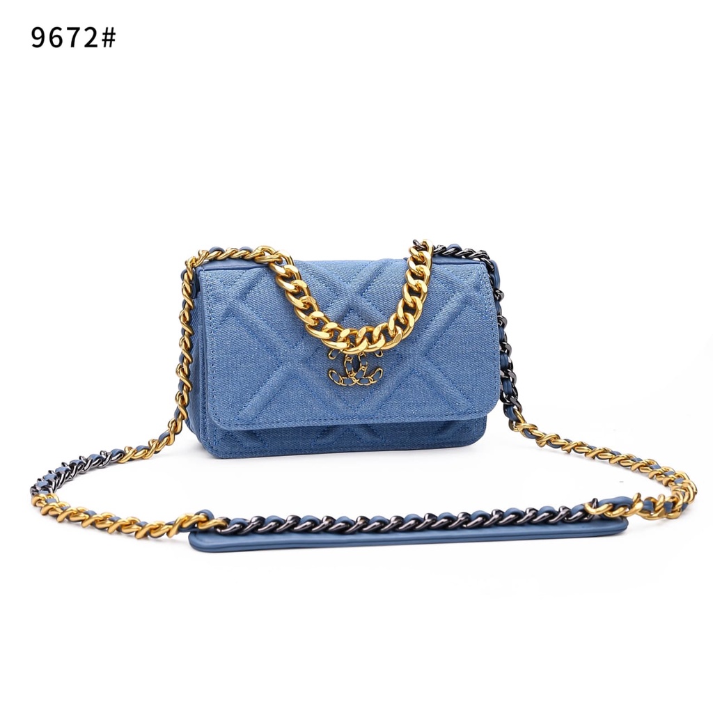 CH 19 Denim Jeans With Leather Mini Flap HandBag 9672