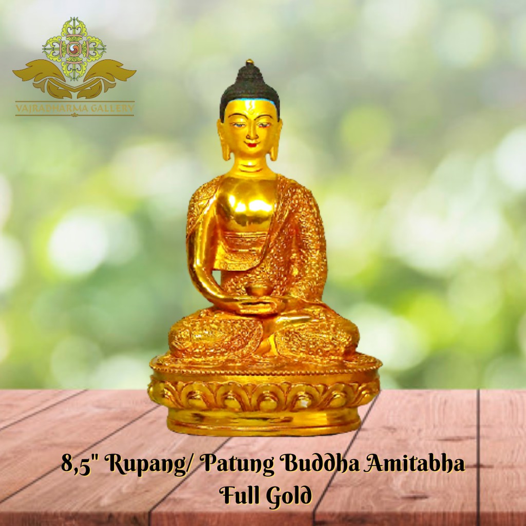 Rupang Patung Arca Buddha Amitabha 8.5 Inch Full Gold