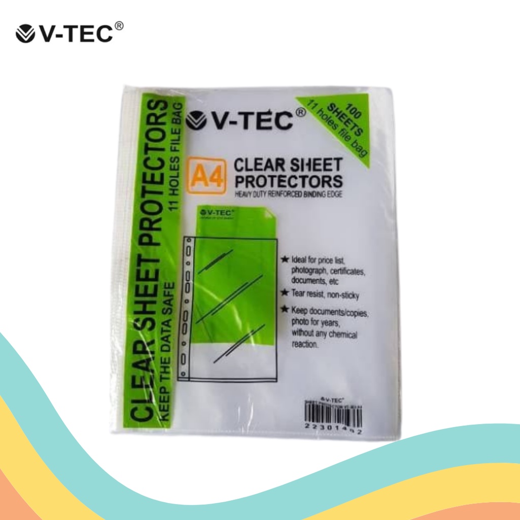 

CLEAR SHEET PROTECTOR V-TEC VT-303 A4 (100'S)