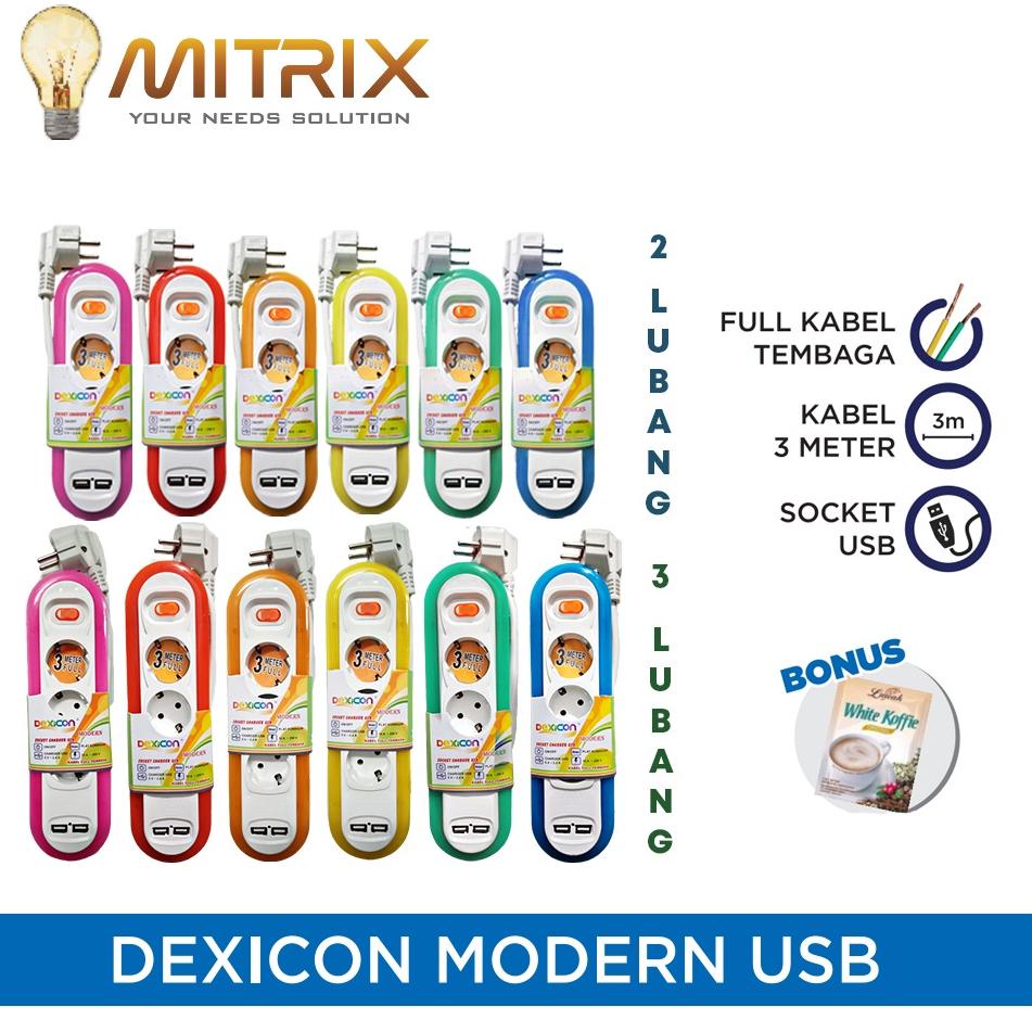 Stop Kontak + USB Dexicon 2 Lubang / 3 Lubang 6CLNP5838