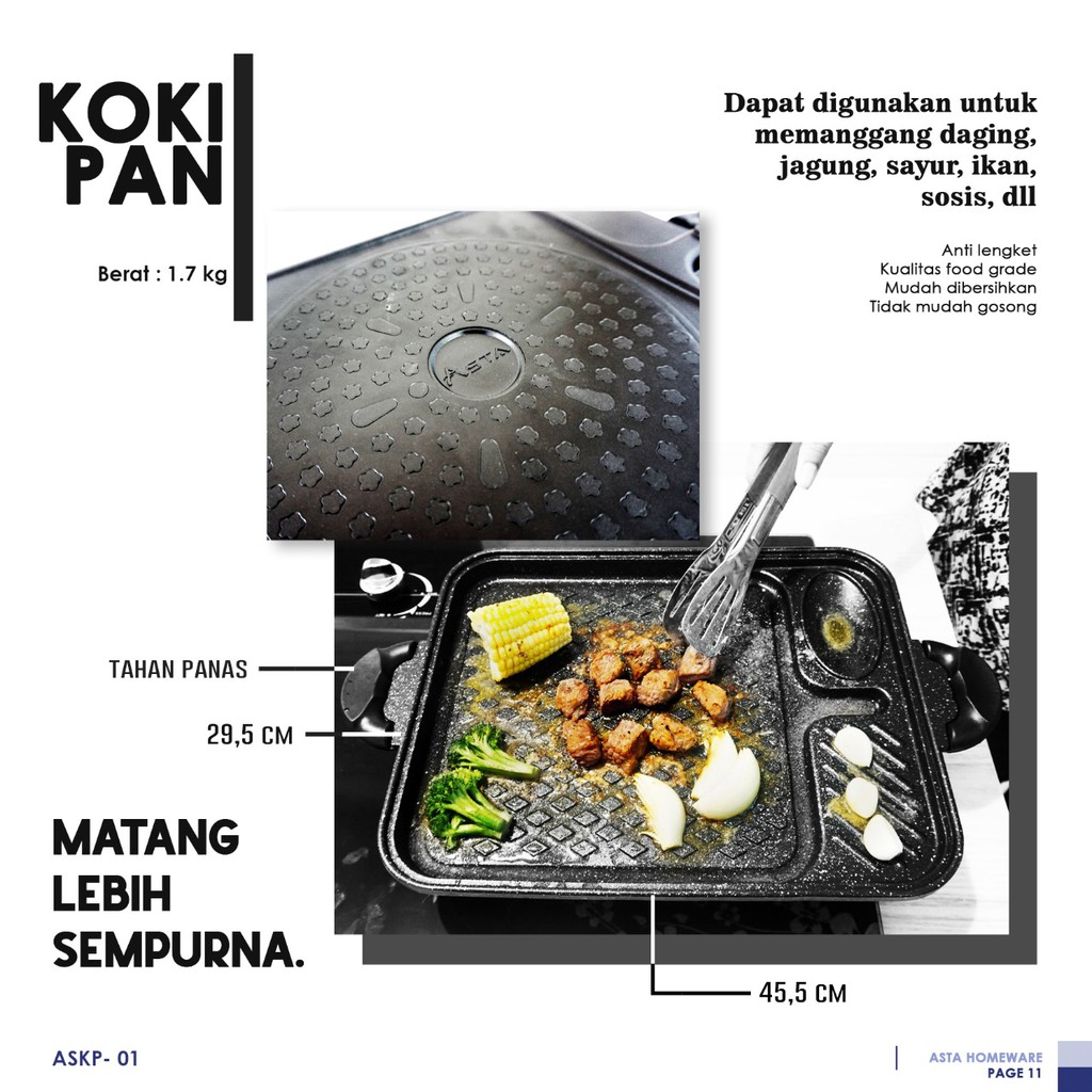 Multi Grill Pan Alat Panggang Pemanggang Sate BBQ Yakiniku Serbaguna Asta Koki Pan ASKP 01 ASKP-01