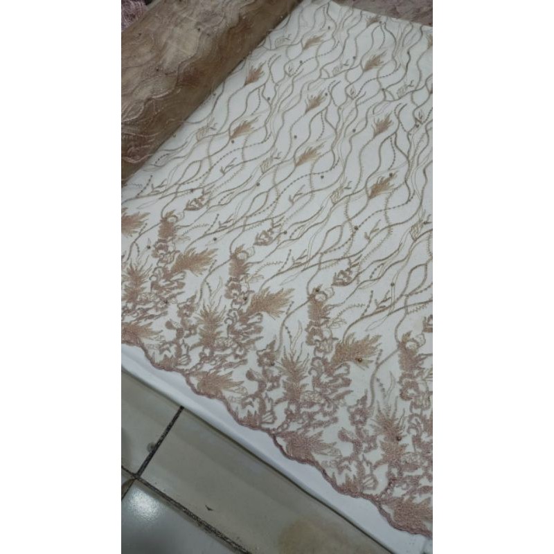 Tulle Aplik Mutiara/harga 1/2(0.5)mtr