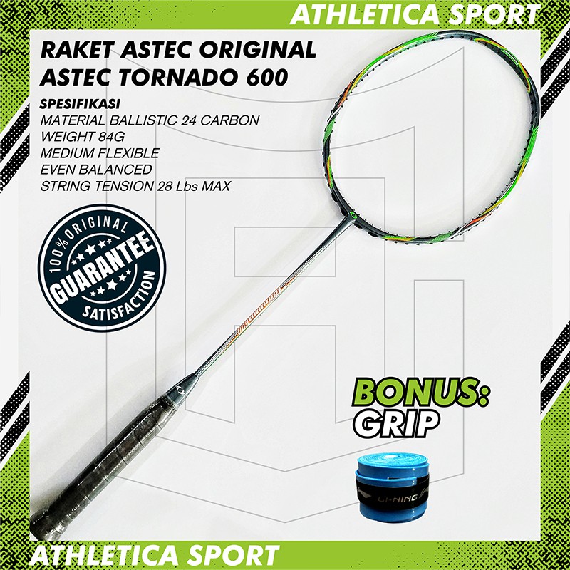 RAKET BADMINTON ASTEC TORNADO 600 ORIGINAL BLACK GREEN