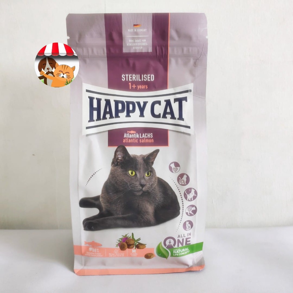 Happy Cat Sterilised Atlantic Salmon 300gr -Makanan Kucing Steril 300g