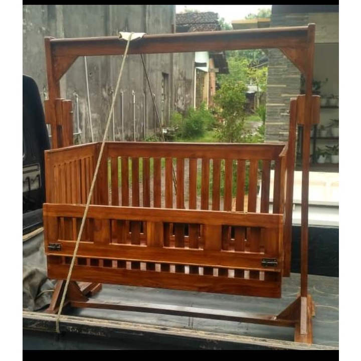 Ayunan box bayi minimalis kayu jati furniture mebel jepara