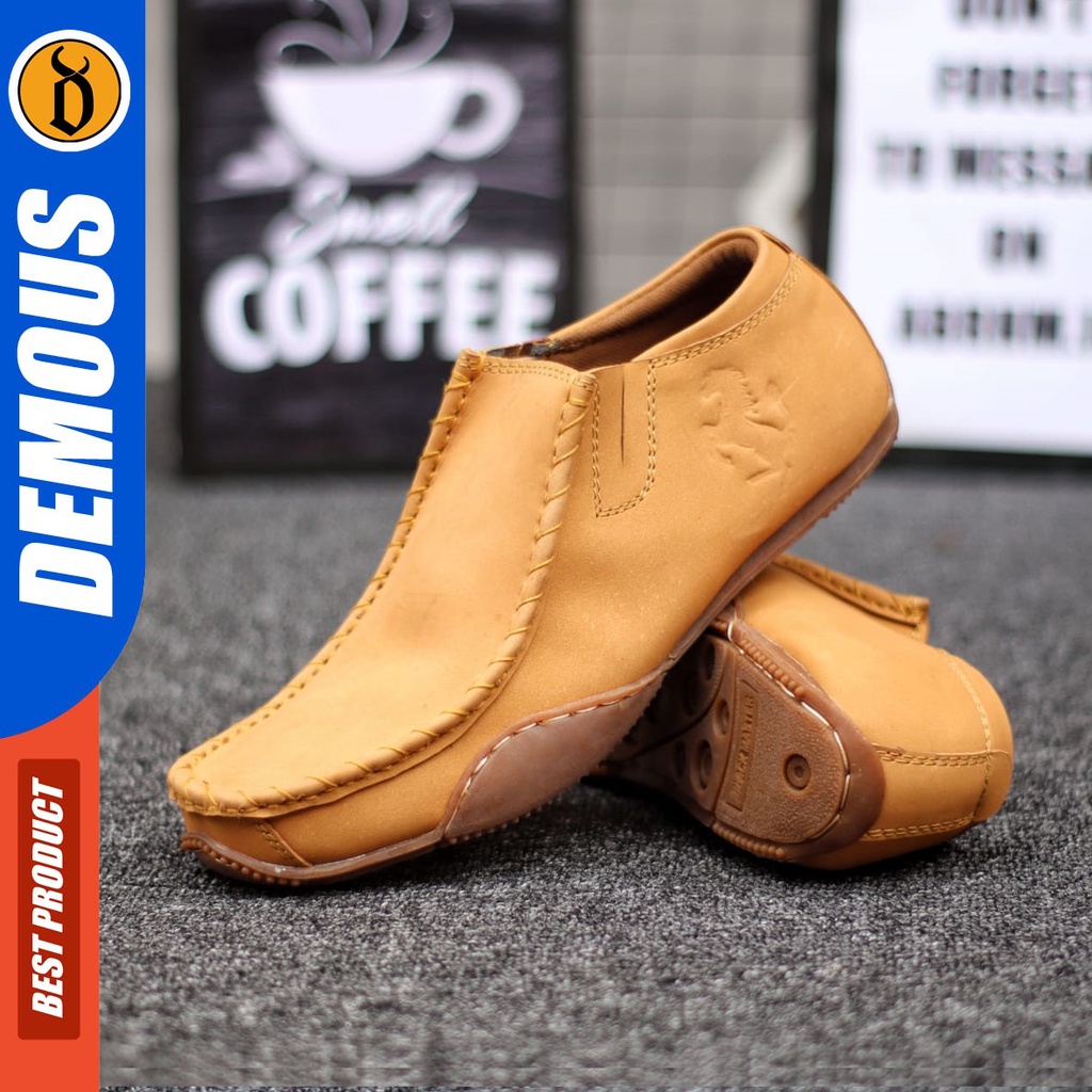 DEMOUS Fero - Sepatu Slip On Pria Casual Kerja Pria Kulit Asli