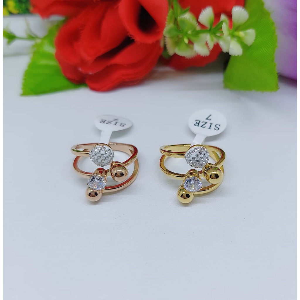 Cincin titanium permata perhiasan fashion 0276-0278