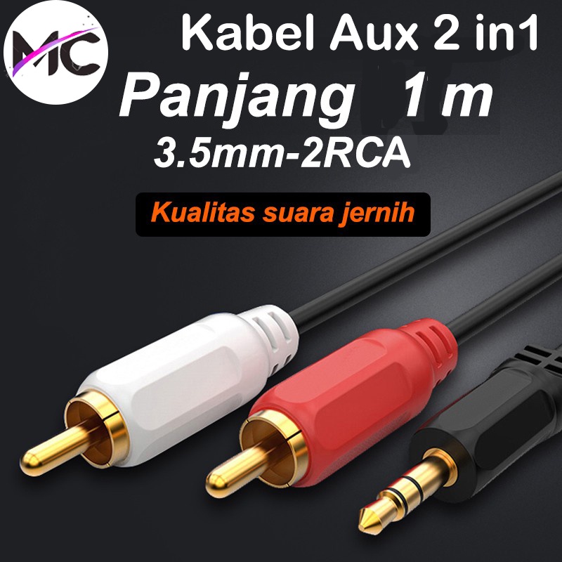 Kabel Audio AUX 2in1 Jack 3.5 mm Untuk Handphone Komputer Radio Mobil ke Speaker Konektor Cable Male to Male Connector