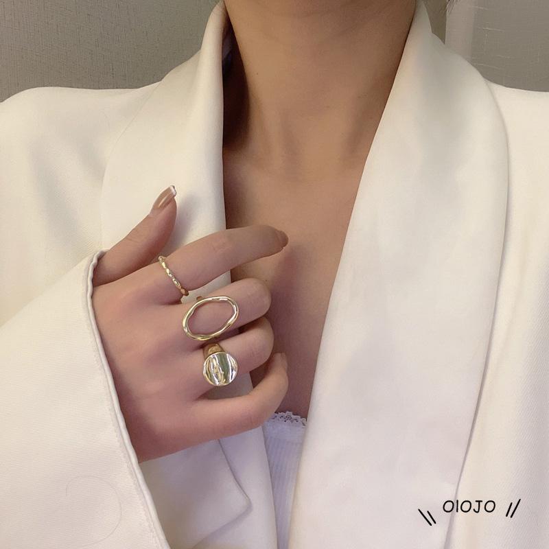 3pcs Cincin Jari Telunjuk Desain Geometri Hollow Untuk Wanita - ol2