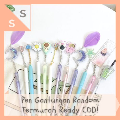 

[simplyshop] Grosir 1 Lusin / 12 Pcs Set Pen Gel / Pulpen Tinta Hitam Acak Random Aesthetic Cute Moon Lilac Bulan Sabit Glitter Daisy Avocado Souvenir Bingkisan Hampers Anak