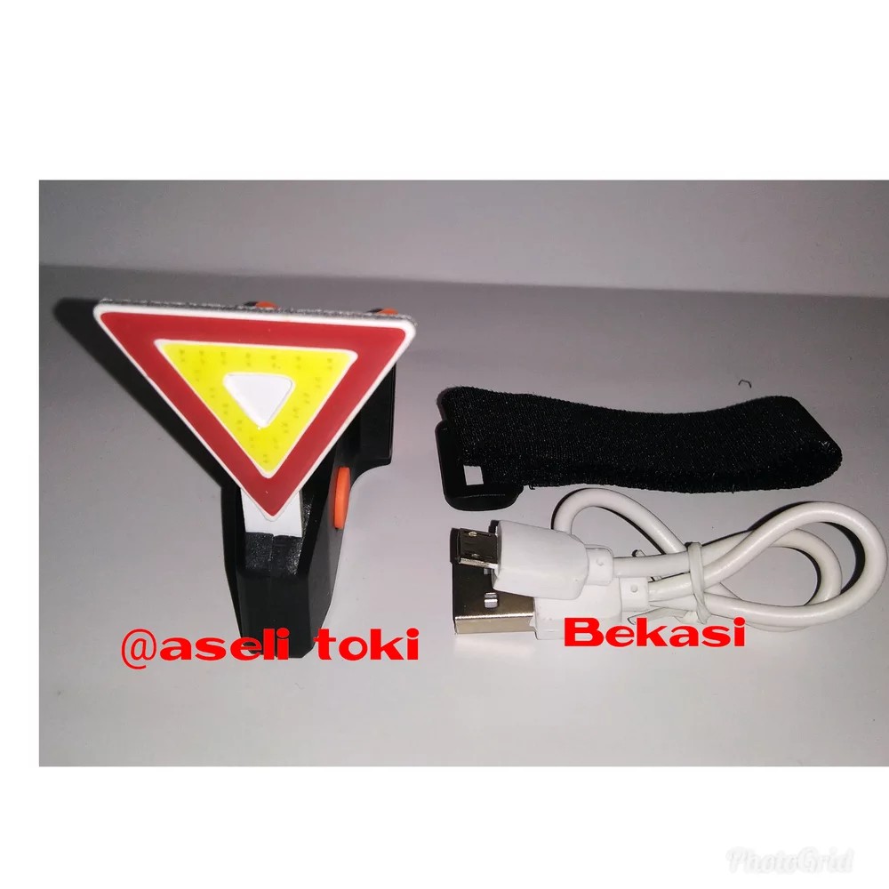 Lampu Sepeda LED USB Rechargeable Bike Tail Lamp - Model Segitiga Pengaman