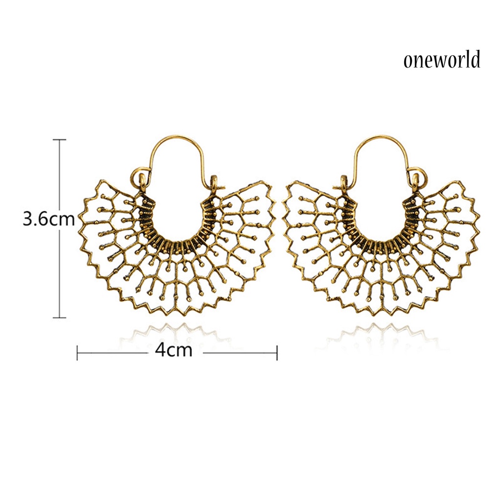 OW# 1 Pair Earrings Vintage Multi-shape Alloy Delicate Carved Ear Hook for Banquet