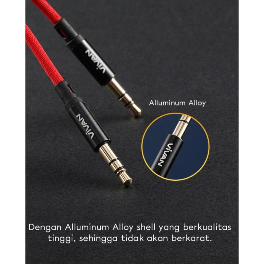 Kabel Audio AUX 3.5mm 100cm VIVAN AUX01 Garansi Resmi 1 Tahun