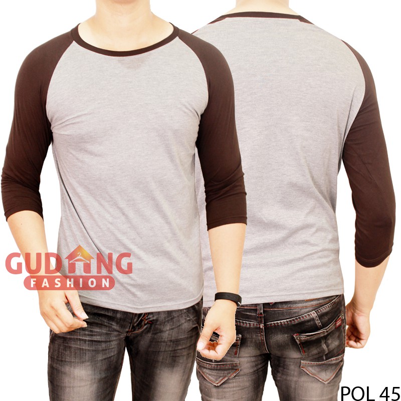 Kaos Polos Raglan Misty Coklat Cotton Combed S20 - POL 45