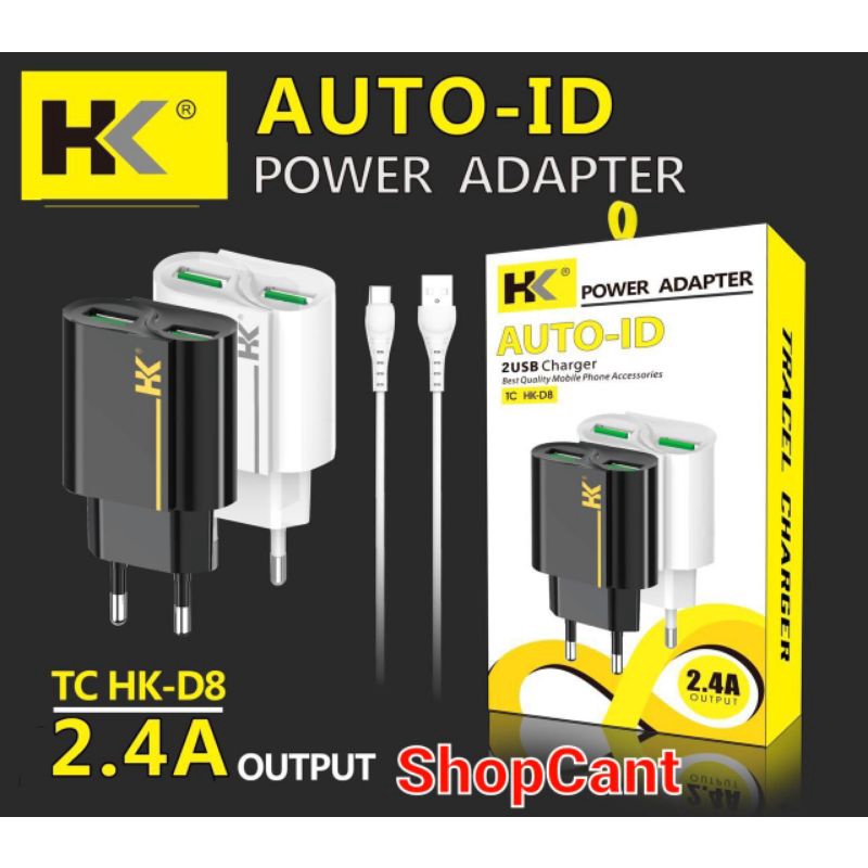 TERMURAH TC-HK-D8 (2USB,2,4A FAST) Micro USB,Type C