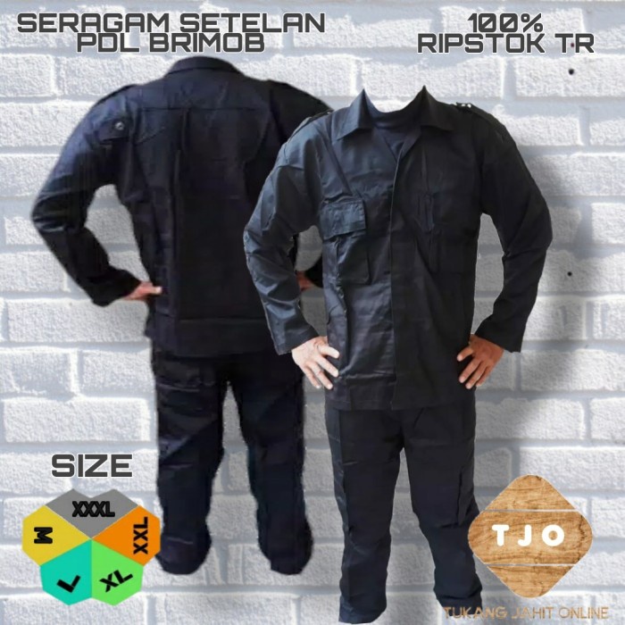 DISKON COD baju / seragam pdl brimob / seragam pdl security - Hitam, M