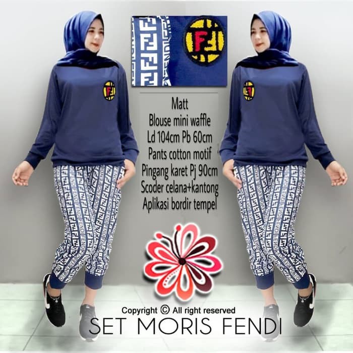en171 Alg- Set Moris Fendi Navy Baju setelan muslim Baju muslim wanita
