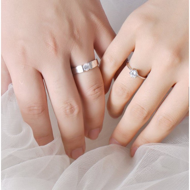 SEPASANG #18 Cincin Couple Anti Karat Sterling Silver 925 Lamaran Tunangan Kawin Korea Fashion S925