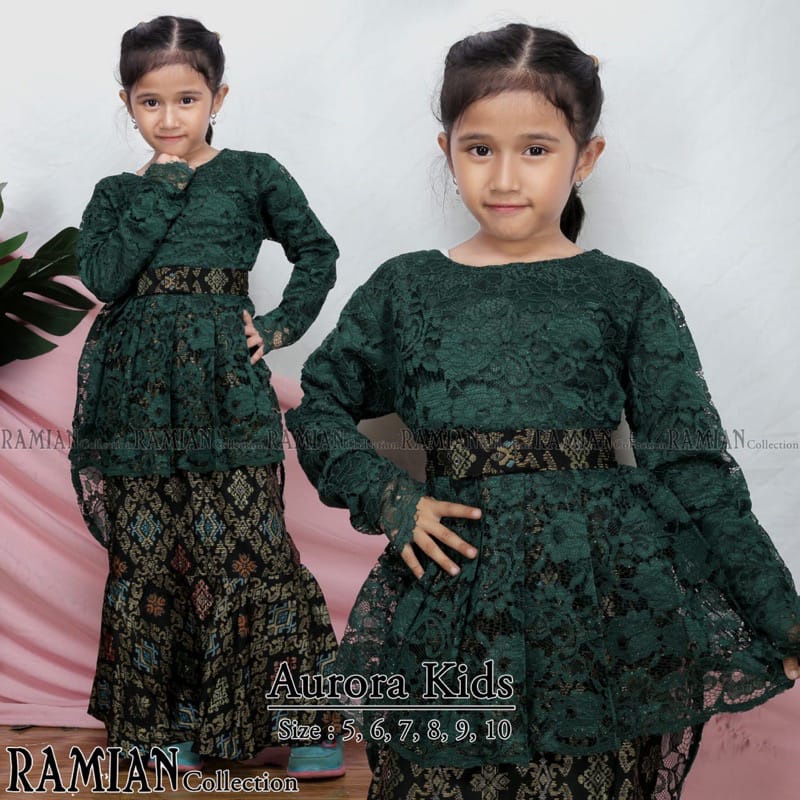 Permata Olshop / Setelan Kebaya Anak Aurora Brukat / Kebaya Anak Modern / Kebaya Kartini / Kebaya Pesta