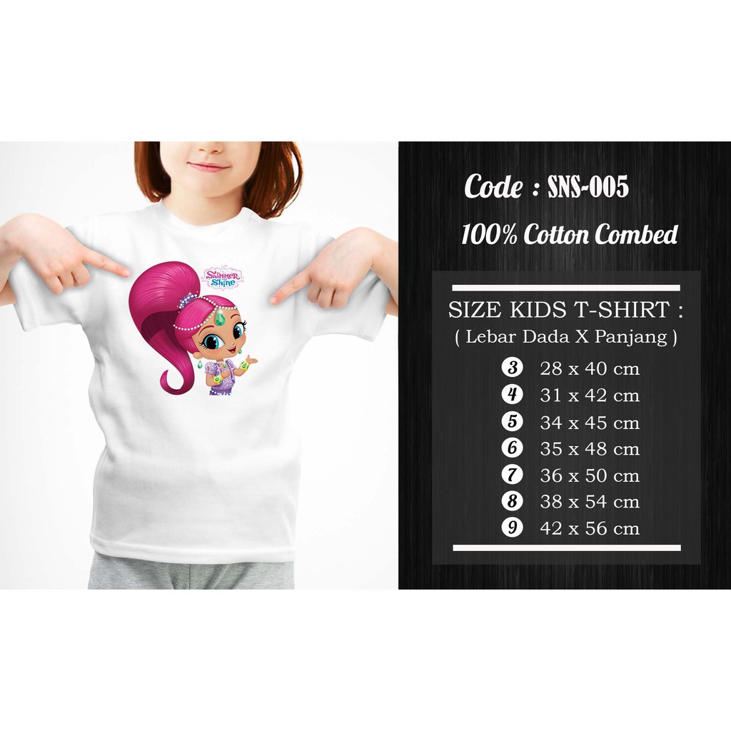 [FREE NAMA !!] Kaos Anak &amp; Family Shimmer and Shine 100% COTTON PREMIUM