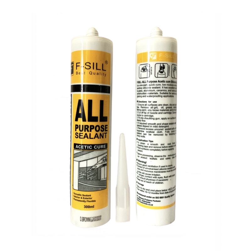 (4 Warna) Lem Kaca / Silicone Sealant All Purpose F-Sill 300 ml