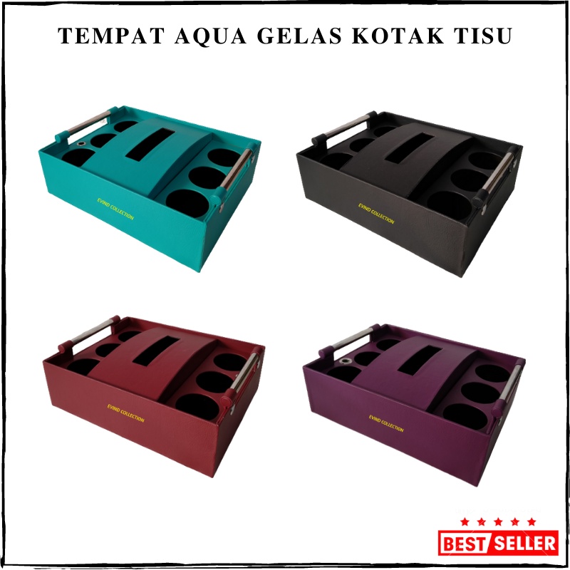 Tempat Aqua Gelas Kotak Tisu Keranjang Air Mineral Gelas Kulit Sintetis