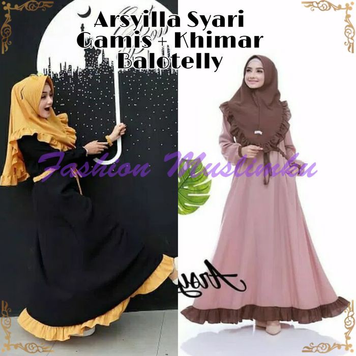 Gamis Hitam / Baju hijab syari / Pakaian muslim wanita : Arsyila Syari