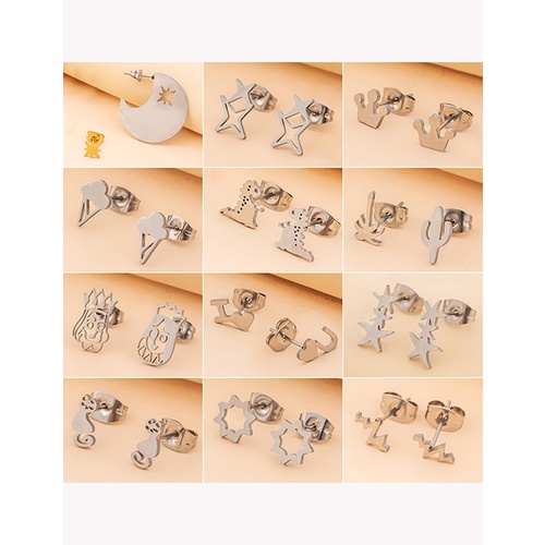 LRC Anting Tusuk Fashion Gold Stainless Steel Geometric Stud Earrings Q50120